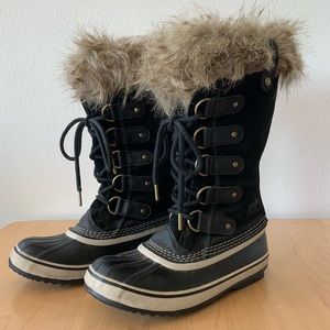 Sorel "Joan of Arctic" Black Leather Winter Boots, Women's 6.5